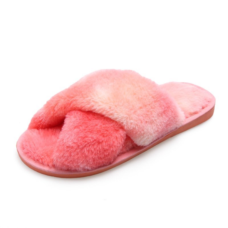 Fluffy Rainbow Slippers