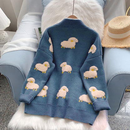 Fluffy Sheep Button Knit Cardigan
