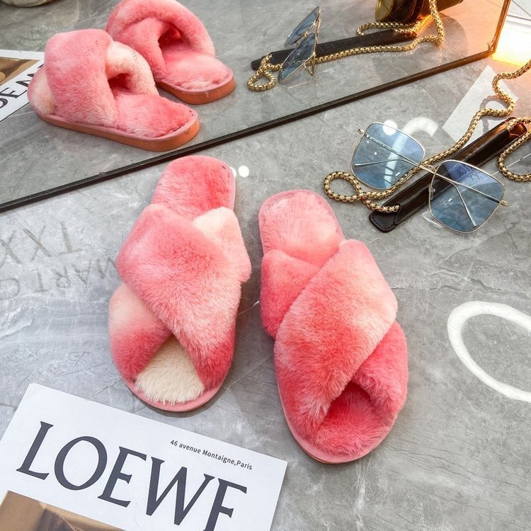 Fluffy Rainbow Slippers