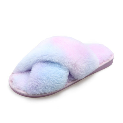 Fluffy Rainbow Slippers