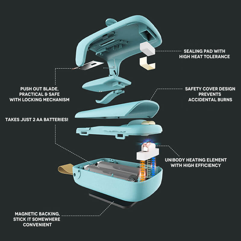 Mini Bag Sealer, Heat Sealer met Cutter, Usb Oplaadbare Chip Mini Bag Sealer, Heat Sealer met Cutter, Usb Oplaadbare Chip